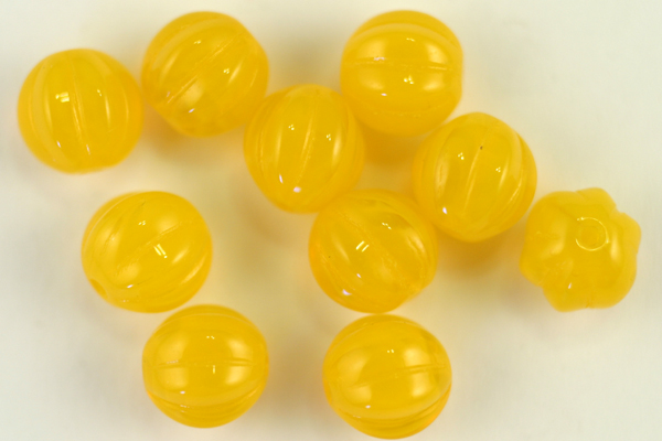 10pc 8mm OPAL YELLOW ORANGE CZECH GLASS MELON ROUNDS LOOSE BEADS CZ117-10